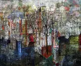 Cityscape by Sadanand Bakre, oil on board, sold Dec 2015