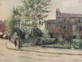 Street scene by Nadia Benois, 1932, oil on canvas, sold Dec 2015