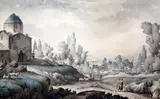 Views near Sudak, in the Crimea,9.5 x 15.75in by Giacomo Quarenghi, ink and watercolour, sold Dec 2015