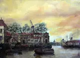 Sail barges on a backwater by Jan van Couver, watercolour, sold Dec 2015