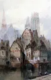 Amiens Cathedral from the River Oise by Paul Marny, watercolour, sold Dec 2015
