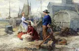 Fisherfolk on the shore by Charles Green, 1865, watercolour, sold Dec 2015