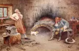 The Blacksmith's Forge by John Arthur Lomax, watercolor, sold Dec 2015