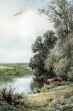 The Thames at Cullam and At Goring, Surrey by Henry H. Parker, watercolor, sold Dec 2015