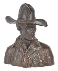 bust of a cowboy by Alexander Phimister Proctor, bronze, sold Jun 2014