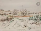 Paysage de neige by André Dignimont, Encre, aquarelle et gouache, sold Mar 2022