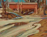 Covered Bridge, Gracefield, Que. by A. Y. Jackson, oil on board, sold Nov 2016