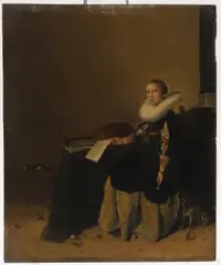 An Interior Scene With A Lady Sat At A Table by Hendrik Gerritsz Pot, Oil on oak panel, sold Oct 2026