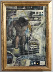 Standing Male Nude Within An Abstract Composition by John Minton, oil on canvas, sold Oct 2026