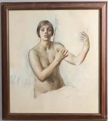 'The Harp Player' by William Bruce Ellis Ranken, pastel on paper, sold Oct 2026