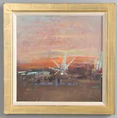 'Fairground Sunset' by Frederick Cuming, oil on board, sold Oct 2026