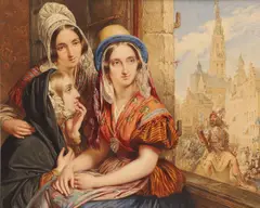 The Carnival At Antwerp by William Vandyke Patten, watercolour and gouache with some gum Arabic, sold Oct 2026