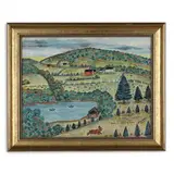 Dale's Lake, Roxbury, New York by Nellie Bly Ballard, Oil on artist board, sold May 2021