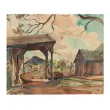 Barns by William Lester Stevens, Watercolor on paper, sold Apr 2021