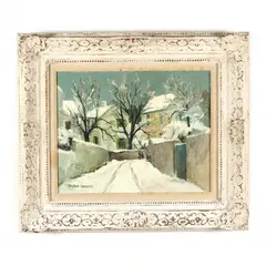 Village in the Snow by Stephen Goosson, Oil on board, sold Apr 2021