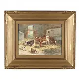 Antics in the Barn by Claude Cardon, Watercolor on paper, sold Apr 2021