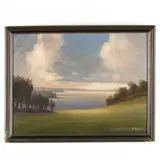 Abend am Selenter See (Evening on Lake Selenter) by Gemälde von Rudolf Wessel, Oil on board, sold Apr 2021