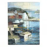 Harbor Scene by K. Hillman, Oil on canvas, sold Apr 2021