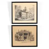 The Blades House, New Bern, NC and Waite Hall, Wake Forest College, NC (2 Etchings) by Louis Orr, Etchings, sold Apr 2021