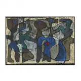 Mid-Century Block Print by Charles Brown, Block print in colors, sold Apr 2021