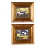 Two Farm Animal Portraits by Dee Beard Dean, Giclée prints on canvas, sold Apr 2021