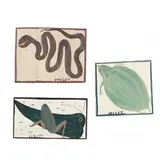 Three Folk Art Paintings (Critters) by Mose Tolliver, Paint on board, sold Apr 2021