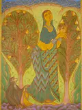 Woman and the Monkey by A. Ramachandran, Oil on canvas, offered Sep 2011