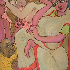 Situation X by Jogen Chowdhury, Oil on canvas, offered Sep 2011