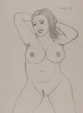 Untitled by F. N. Souza, Pencil on paper, sold Jul 2011