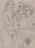 Untitled by F. N. Souza, Pencil on paper, sold Jul 2011
