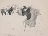 Study for the Game II by Krishen Khanna, Ink and pencil on paper, sold Jul 2011