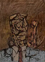 Untitled by M. F. Husain, Mixed media on paper, sold Jul 2011