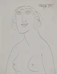 Untitled by F. N. Souza, Ink on paper, sold Jul 2011