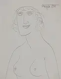 Untitled by F. N. Souza, Ink on paper, sold Jul 2011