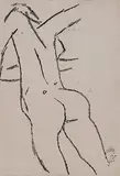 Untitled by M. F. Husain, Charcoal on paper, sold Jul 2011