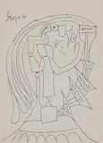 Untitled by F. N. Souza, Ink on paper, sold Jul 2011