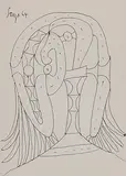 Untitled by F. N. Souza, Ink on paper, sold Jul 2011