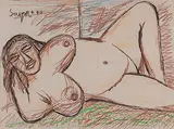 Untitled by F. N. Souza, Dry Pastel on paper, sold Jul 2011