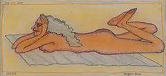 Untitled by Jogen Chowdhury, Ink and pastel on paper, sold Jul 2011