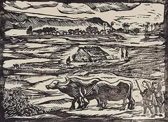 Untitled by Chittaprosad Bhattacharya, Linocut on paper, sold May 2011