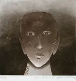 Acolyte by Anjolie Ela Menon, Etching on paper, sold May 2011