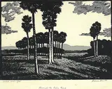 Through the Palm Trees by Harendra Narayan Das, Woodcut on paper, sold May 2011