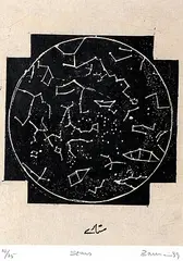 Stars by Zarina, Woodcut on paper, sold May 2011