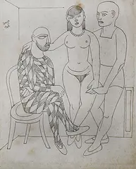 Untitled by F. N. Souza, Pen and ink on paper, sold Apr 2011