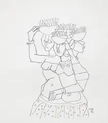 Untitled by M. F. Husain, Pen and ink on paper, sold Apr 2011