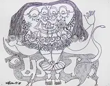 Tribal God by J. Sultan Ali, Pen and ink on paper, offered Apr 2011