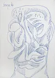 Untitled by F. N. Souza, Pen and ink on paper pasted on board, sold Apr 2011