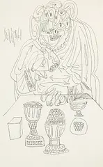Untitled by F. N. Souza, Ink on paper, sold Apr 2011