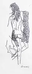 Untitled by M. F. Husain, Pen and ink on paper, sold Apr 2011