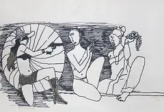 Madras by M. F. Husain, Pen and ink on paper, sold Apr 2011